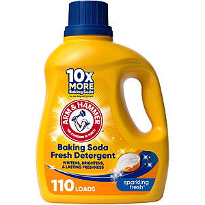 ARM & HAMMER Baking Soda Fresh Liquid Laundry Detergent, Sparkling Fresh, 110 Fl Oz + $3.50 WMCB $8.97