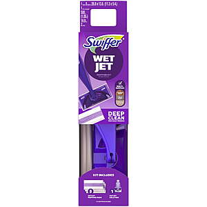 Swiffer Wet Jet Spray Mop, Fresh Scent, 1 Handle + 1 Solution & 5 Pads (Battery Included) $19.94