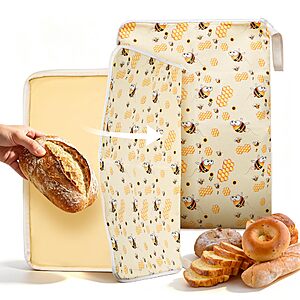 Beeswax Bread Bags for Sourdough, 2 Pack XL 13"x17" Fully-Open Zipper Bread Storage Bags $15.99