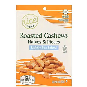 Oct 13 - Oct 14 ONLY - 2 for $5.83 - Nice! Roasted Cashews Halves & Pieces, 8.0 oz (Lightly Sea Salted or Unsalted)