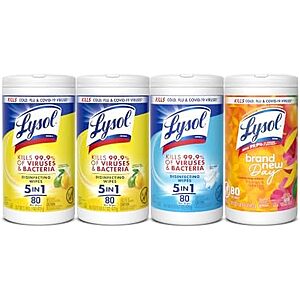 [SnS, AC] $8.76* | 4-Pk 80-Ct Lysol Disinfecting Wipes (Mango + Linen + 2x Lemon) at Amazon