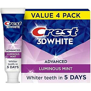 [SnS, AC] $21.89 | 2 × 4-Pack 3.7-Oz Crest 3D White Advanced Toothpaste (Luminous Mint) ($10.95 each) at Amazon ($2.74 each)