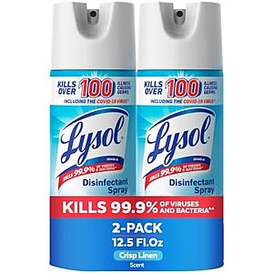 [SnS, AC] $5.97 | 2-Pack 12.5-Oz Lysol Disinfectant Spray (Crisp Linen) at Amazon