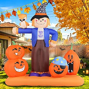 7.22' GIFTFIND Halloween Inflatable Scarecrow w/ Pumpkins & Owl LED Outdoor Decoration $29.99 + Free Shipping w/ Prime or on $35+