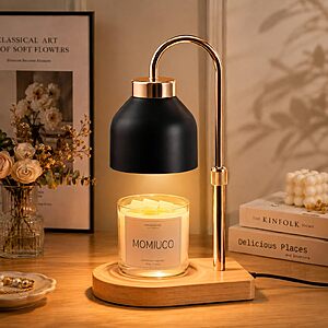 MONUYCO Adjustable Height Black Glass Candle Warmer Lamp w/ Timer & Dimmer $9.99 + Free Shipping w/ Prime or on $35+