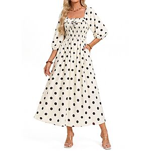 Kate Kasin Women's Lined 3/4 Sleeve Smocked Boho Maxi Dress w/ Pockets (Various)  $15.00 + Free Shipping w/ Prime or on $35+