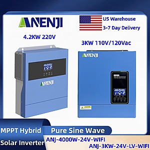 ANENJI 4.2KW Hybrid Solar Inverter 24V 220V/110V 100A MPPT $161 + Free S/H