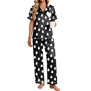 Ekouaer Women Silk Pajama Set Button Down Sleepwear $9.99