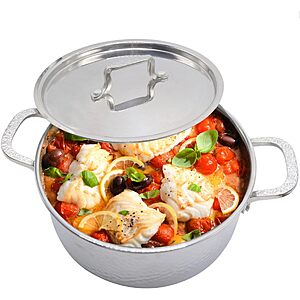 Vivicreate Tri-Ply Stainless Steel Stockpot – Deep Cooking Pot with Hammered Exterior, Compatible with All Stovetops,7 qt $21.67