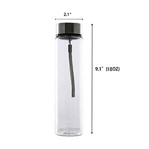 $1: Mainstays 18 oz Clear Plastic Water Bottle with Stainless Steel Screw Top Lid and Strap at Walmart.com