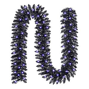 Goplus 9FT Black Christmas Garland with 50 Purple Lights, for Halloween $24.29