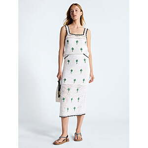 Free Assembly Women's Embroidered Knit Cotton Pencil Midi Skirt, Sizes XS-XXL - $8.75