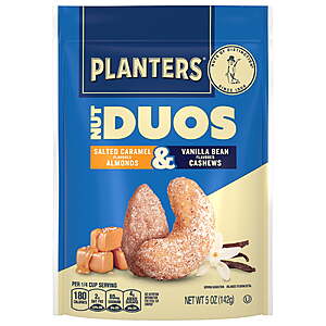 Planters Nut Duos Salted Caramel Almonds & Vanilla Bean Cashews, 5 oz Resealable Bag $2.97 after Walmart Cash
