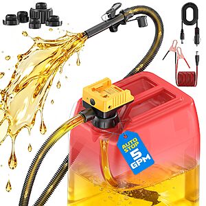 DIYtoolifz 5 GPM Auto-stop Fuel Transfer Pump for DeWalt 20V & Milwaukee 18V Batteries, Gas Can Pump for Gasoline/Diesel - $42.87 AC