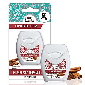 GuruNanda Expanding Dental Floss Cinnamon Flavor, 55 Yards, 1 ct $0.93