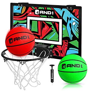 AND1 Over the Door 18"x12" Mini Basketball Hoop w/ 2 Basketballs & Hand Pump $23.76 + Free Shipping w/ Prime or on $35+