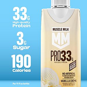 12-Pack 11-Oz Muscle Milk Pro High Protein Shake (Vanilla Creme) $16.19 w/ S&S + Free Shipping w/ Prime or on $35+