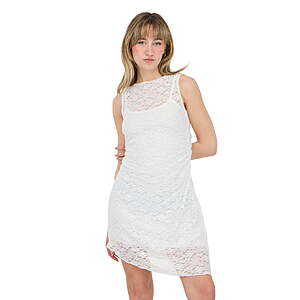 Forever 21 Women's Sleeveless Mini Dress with Lace, Sizes XS–XL Ivory - $4.75