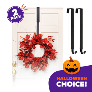 2 Pack JEEXI Adjustable Front Door Wreath Hanger 15-25 inch, Large Over The Door Metal Hanger for Halloween / Xmas Wreaths - $11.99