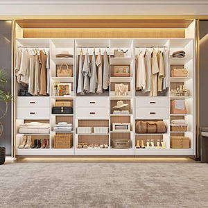 120'' W Closet System w/ Wooden Drawers, Hanging Rods & 30 Shelves $519.99 + Free Shipping