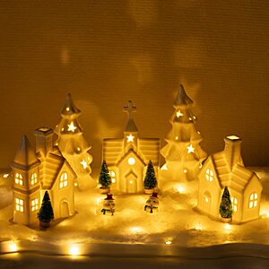 Amazon – Christmas Decorations Indoor - 11 Pcs Ceramic Christmas Village Set - $24.99 w/ Code