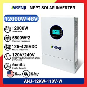 ANENJI 12KW 48V Split Phase Hybrid Solar Inverter 12000W 220A MPPT Wi-Fi $780 + Free Shipping