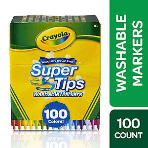 Crayola Super Tips Washable Markers, 100 Ct $19.04