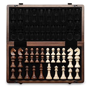 A&A 15" Magnetic Wooden Portable Travel Chess Set- $27.86 AC