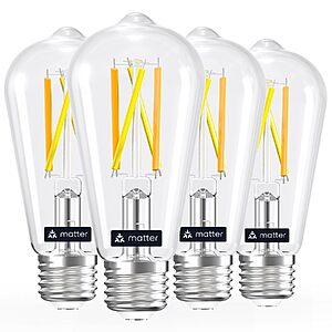 4-Pack Linkind Matter Smart ST19 Vintage Edison LED Light Bulbs (E26, Tunable White) $16.99 + Free Shipping