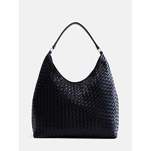 Scenario Women's Faux Leather Woven Hobo Shoulder Bag, Black $9.48