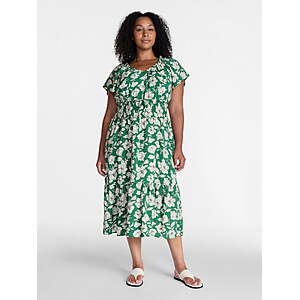 Time and Tru Women's Tiered Midi Dress with Flutter Sleeves $5.43+ XS ONLY