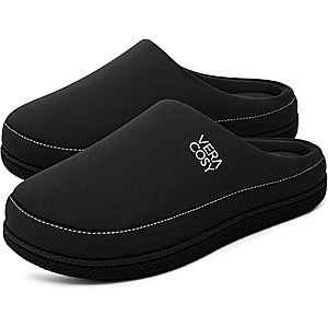 VeraCosy Men's Memory Foam Slip-On House Slippers (Dark Black, Size 9-12) $9.99 + Free Shipping w/ Prime or on $35+