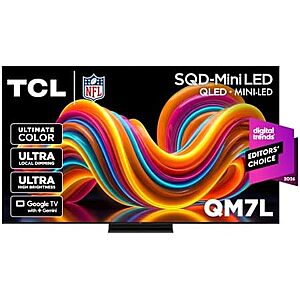 [AC] $899.99* | 65" TCL QM7L Series 4K UHD HDR SQD-Mini LED TV + 10% Back w/ Prime Visa Card at Amazon