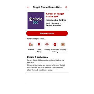 YMMV 1 year free renewal of target 360