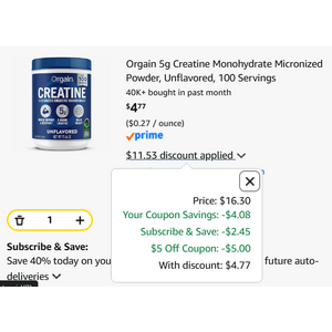 Orgain Creatine 1.1lb (YMMV) $4.77 (before Tax)