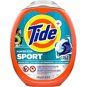 [SnS, AC] $62.28 | 4 × 63-Count Tide Tide Power Pods Sport Laundry Detergent Pacs (Fresh) ($15.57 each) at Amazon