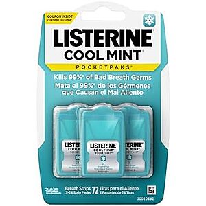 [SnS, AC] $3.08 | 72-Count Listerine PocketPaks Breath Strip (Cool Mint) at Amazon