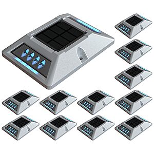 VATION LIGHTING Driveway Solor Dock Lights Marine12 Pack, Solar Powered 2 Colors in 1 Outdoor Driveway Marker Deck Lights, IP67 Waterproof, $39.99