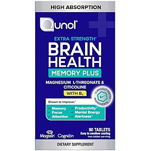 [SnS, AC] $27.49 | 90-Count Qunol Brain Health Memory Plus w/Magtein, Cognizin & Vitamin B6 at Amazon