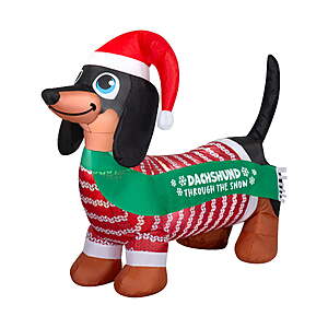 DOXIE LOVERS! $16.88 Walmart Multicolor Dachshund in Sweater Christmas Airblown Yard Inflatable, 3.5', by Holiday Time