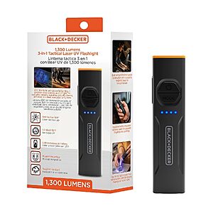 BLACK+DECKER 1300-Lumen 3-in-1 Rechargeable LED Tactical Flashlight $29.99 + Free Shipping w/ Prime or on $35+