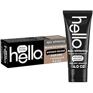 [SnS, AC] $2.69* | 4-Oz hello Epic Whitening Activated Charcoal Toothpaste (Mint) at Amazon