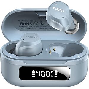 [Lightning Deal ] TOZO NC9 Hybrid Active Noise Cancelling Wireless Earbuds, 60H, LED Display $29.98