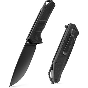 FLISSA Pocket Knife, 3.2" D2 Blade G10 Handle EDC Knife with Pocket Clip for Hunting, Camping, Survival, Outdoor Activities(Black) - $16.99 + Free Shipping