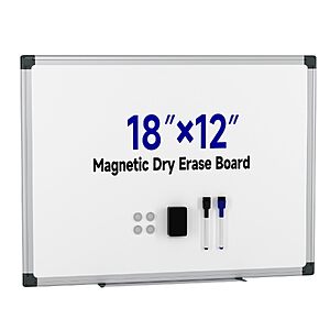 18"x12" Magnetic Dry Erase Whiteboard Set (Whiteboard, Eraser, Markers & Magnets) $6.40 + Free Shipping w/ Prime or on $35+