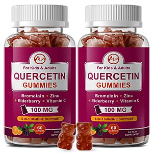 PRIME MEMBERS: M inch Quercetin Gummies with Bromelain, Elderberry, Zinc and Vitamin C - Chewable Quercetin 100mg Supplement, 2 Pack $9.79 AC and Subscribe and Save