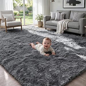 5'x8' MXSANYOO Fluffy Ultra Soft 1.8" High Pile Shag Area Rug $19.99 + Free Shipping