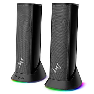 Nylavee Stereo Computer Speakers w/ 9 LED Lighting Modes, USB-C & 3.5mm Jack $19.99 + Free Shipping w/ Prime or on $35+