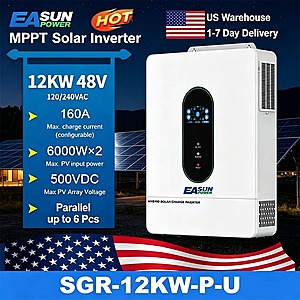 EASUN POWER 12000W 48V Split Phase Hybrid Solar Inverter $794 + Free Shipping $793.9