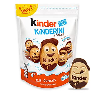 Kinder Kinderini Shortbread Cookies, Crunchy Biscuits Snack with Fun Expressions, Resealable Bag, 8.8 oz $3.74